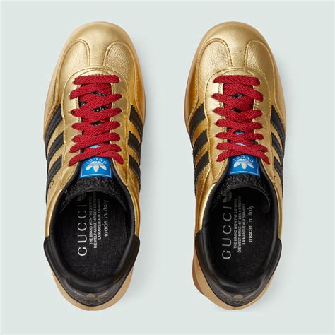 Gucci gazelle metallic gold shoes